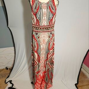 London Times Size 12 Paisley Long Maxi Dress, Sleeveless